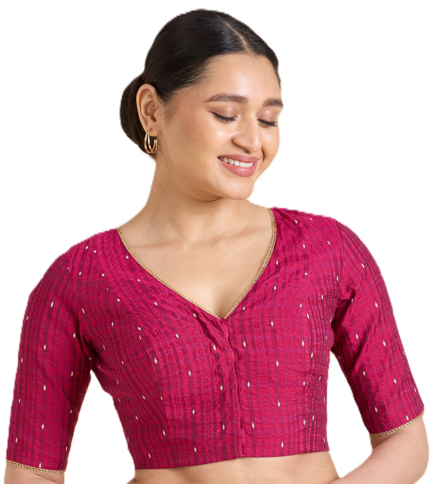Women's Pink Handloom Cotton Silk Readymade Saree Blouse (Design 2935)