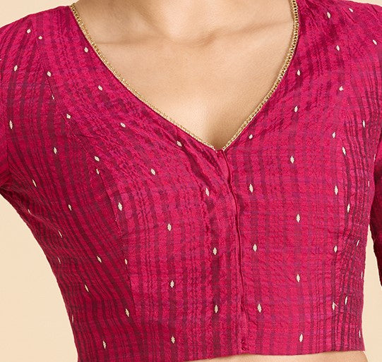 Women's Pink Handloom Cotton Silk Readymade Saree Blouse (Design 2935)