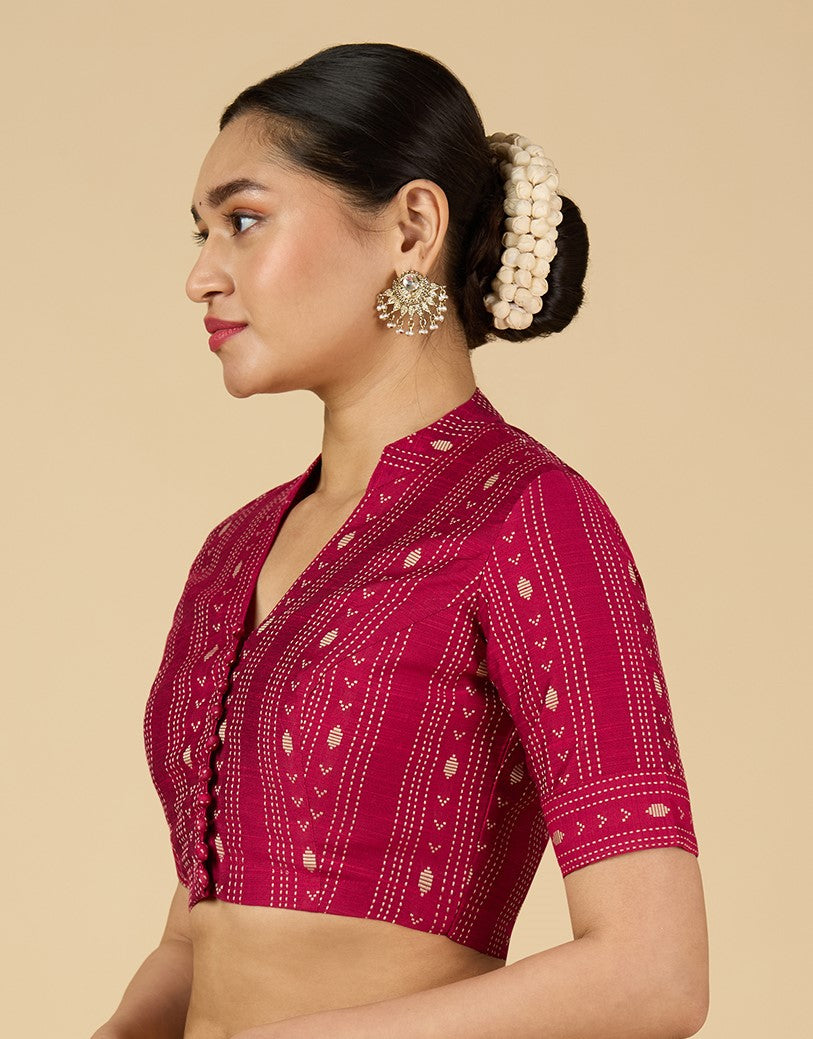 Women's Pink Cotton Silk Blended Readymade Saree Blouse with Collar (Design 2952)