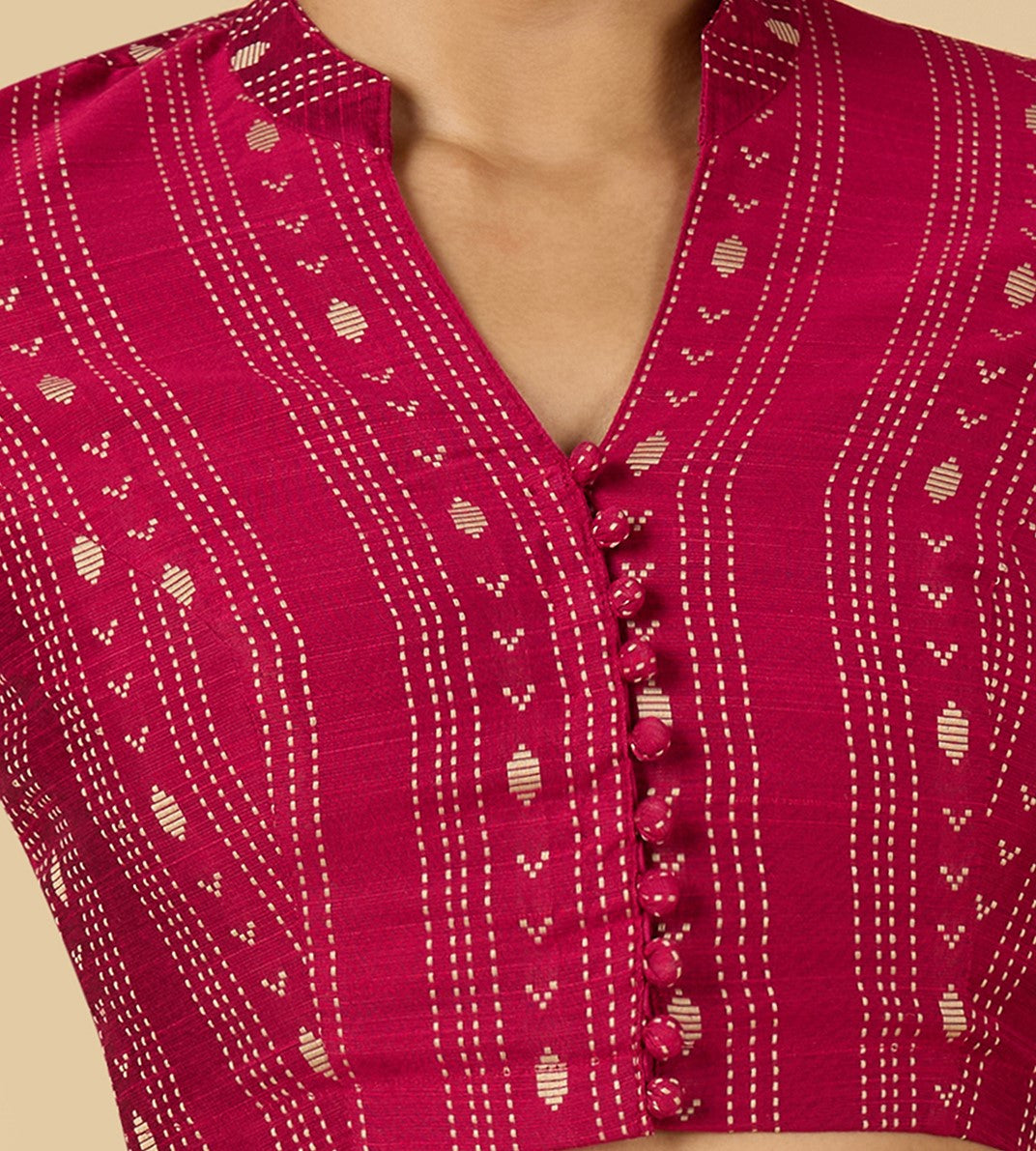 Women's Pink Cotton Silk Blended Readymade Saree Blouse with Collar (Design 2952)