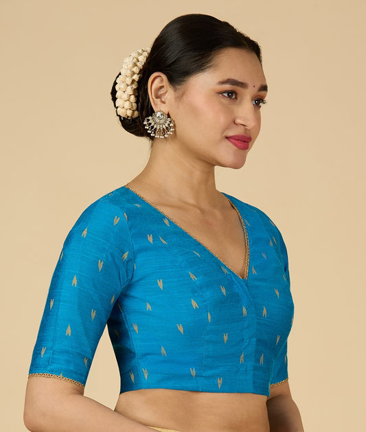 Women's Firozi Handloom Cotton Silk Readymade Saree Blouse (Design 2958)