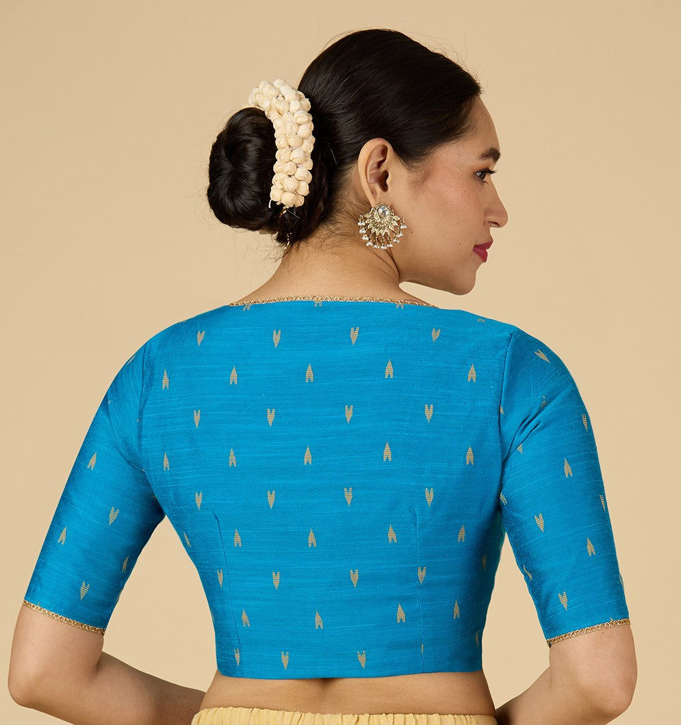 Women's Firozi Handloom Cotton Silk Readymade Saree Blouse (Design 2958)