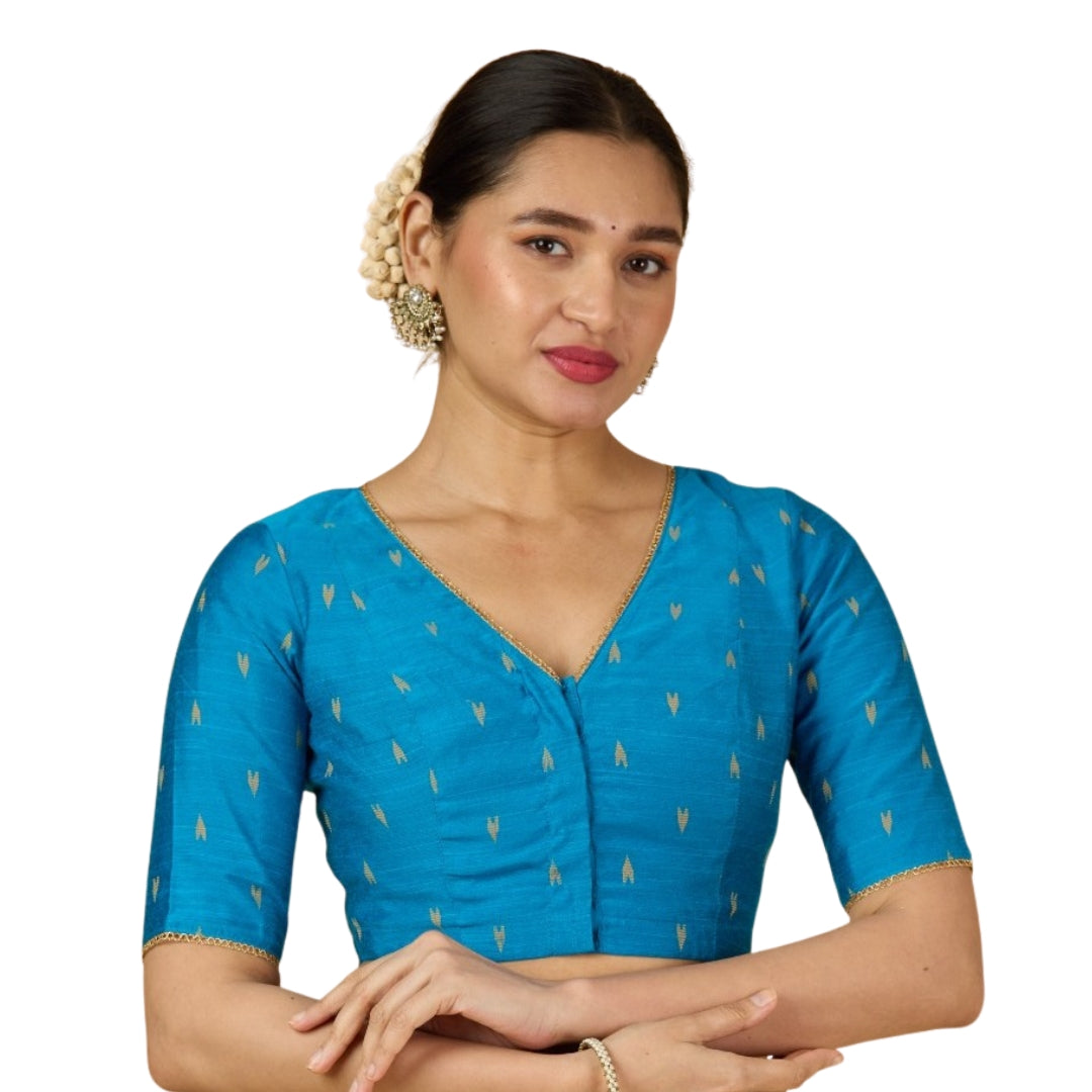 Women's Firozi Handloom Cotton Silk Readymade Saree Blouse (Design 2958)