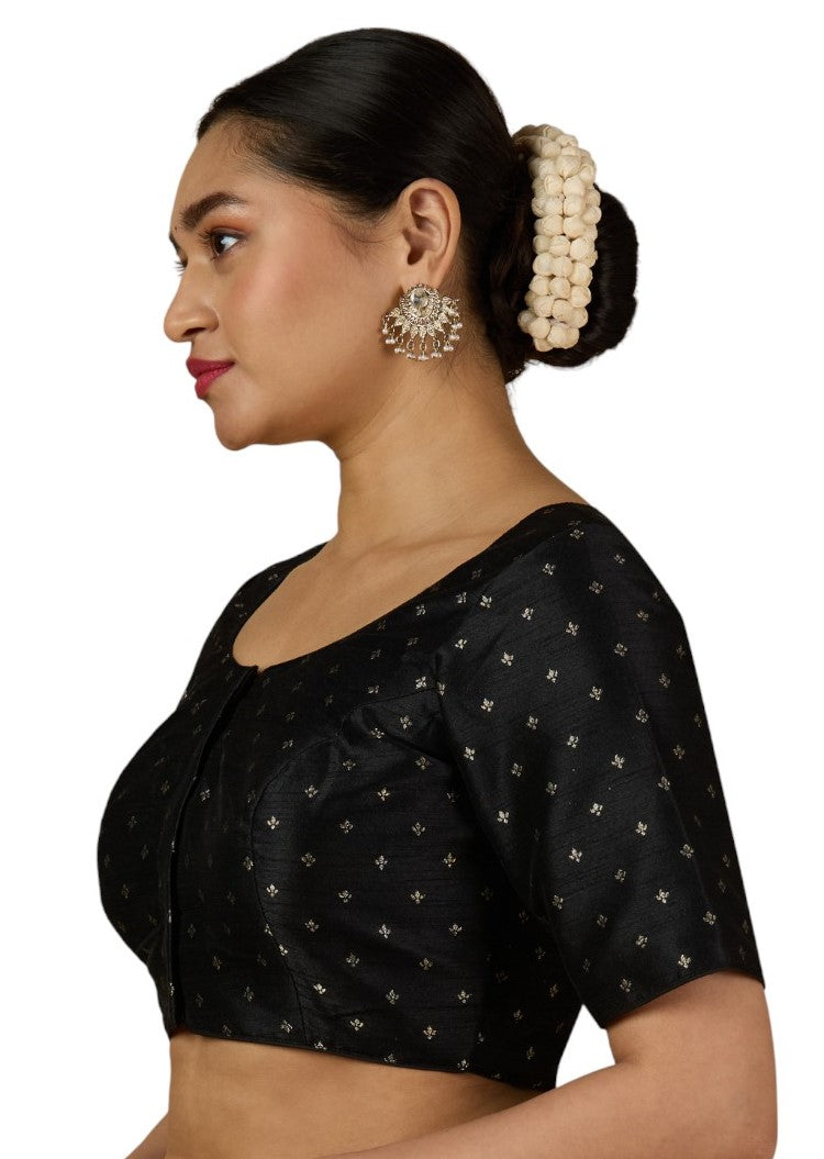 Women's Black Benaras Brocade Readymade Saree Blouse (Design 2953)