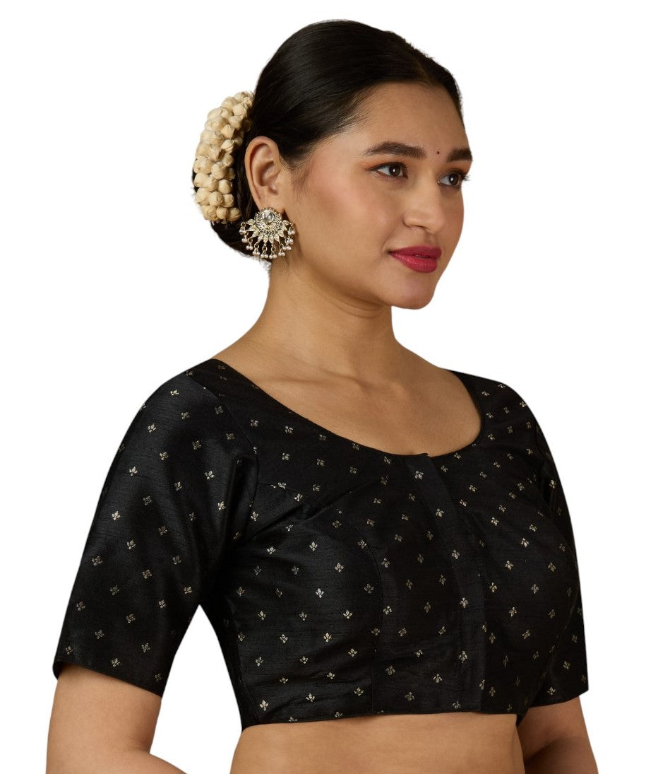 Women's Black Benaras Brocade Readymade Saree Blouse (Design 2953)