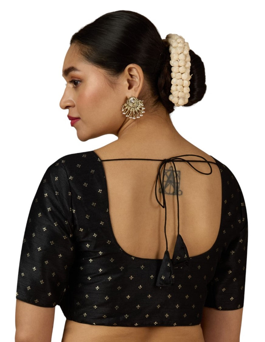 Women's Black Benaras Brocade Readymade Saree Blouse (Design 2953)
