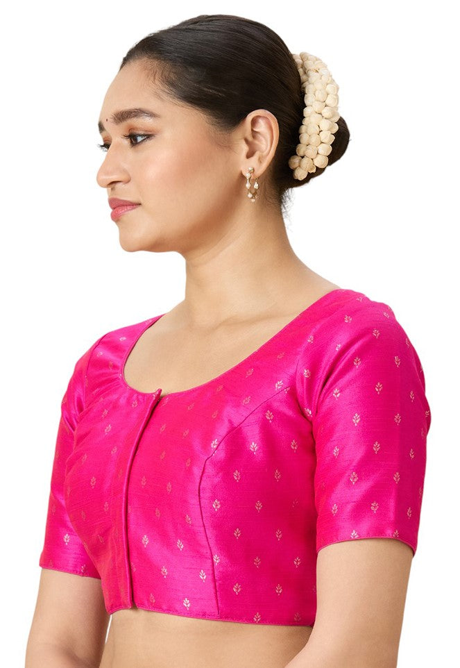Women's Pink Benaras Brocade Readymade Saree Blouse (Design 2953)