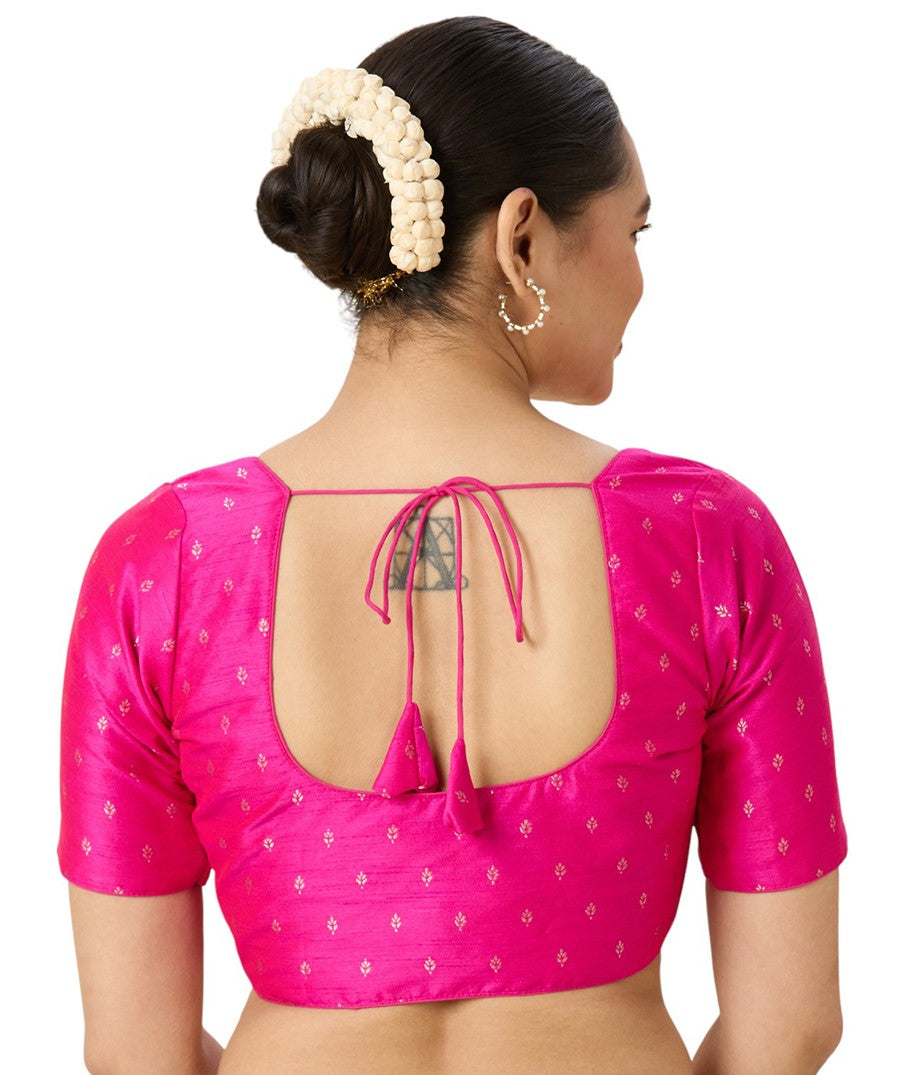 Women's Pink Benaras Brocade Readymade Saree Blouse (Design 2953)