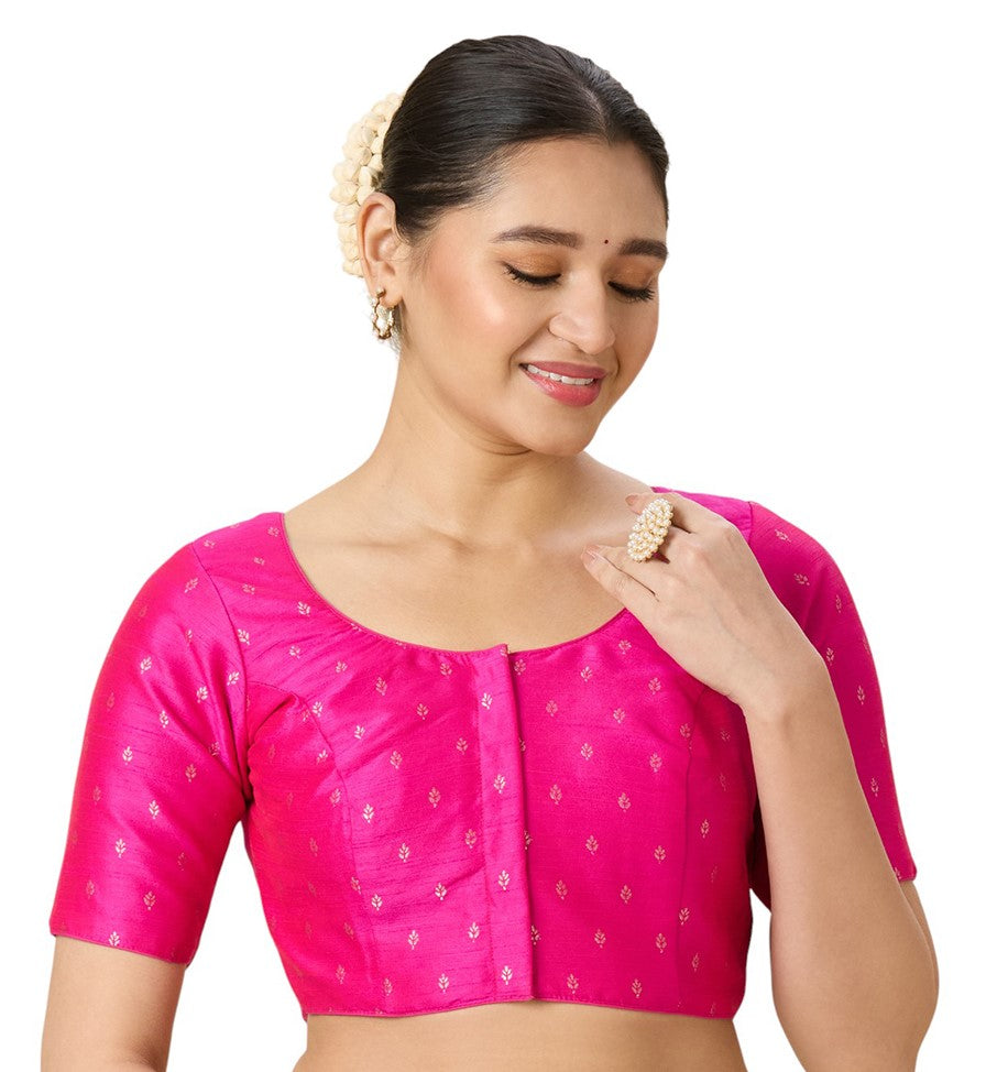Women's Pink Benaras Brocade Readymade Saree Blouse (Design 2953)