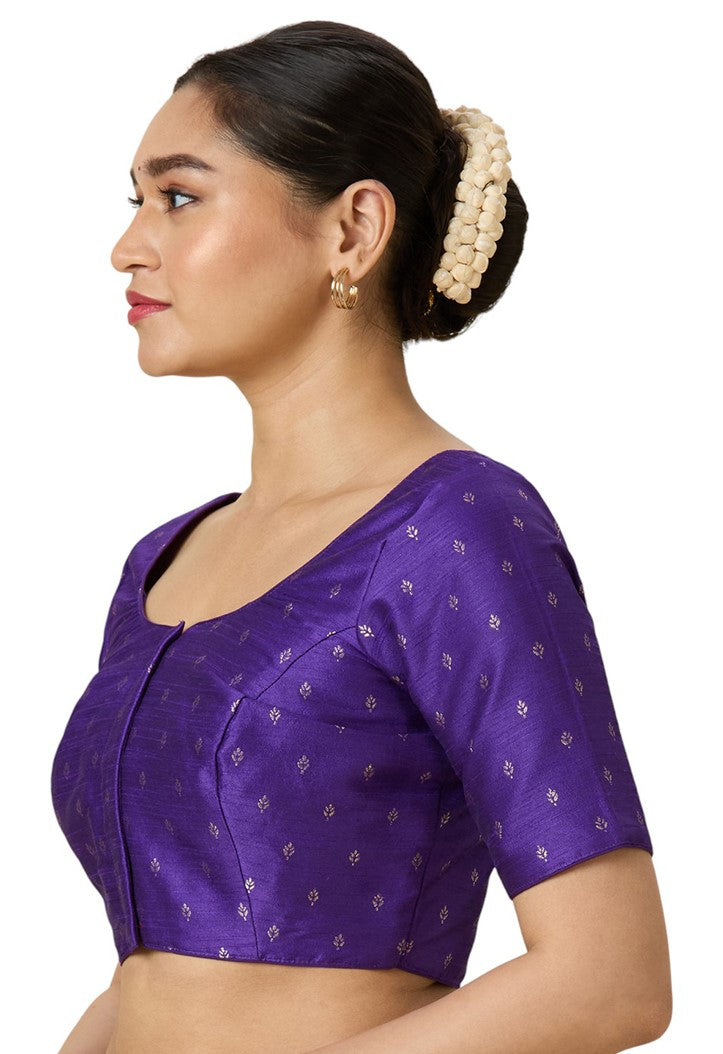 Women's Purple Benaras Brocade Readymade Saree Blouse (Design 2953)