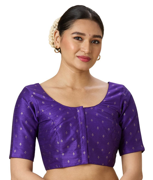 Women's Purple Benaras Brocade Readymade Saree Blouse (Design 2953)