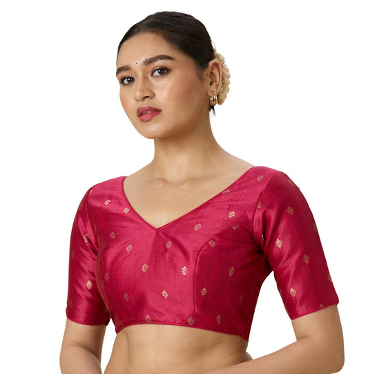 Women's Pink Two Tone Brocade Readymade Saree Blouse (Design 2962)