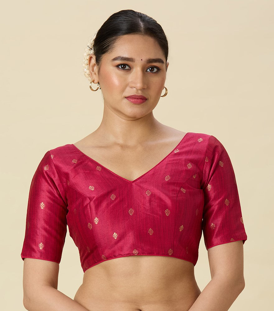 Women's Pink Two Tone Brocade Readymade Saree Blouse (Design 2962)
