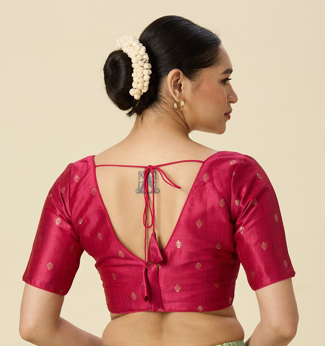 Women's Pink Two Tone Brocade Readymade Saree Blouse (Design 2962)