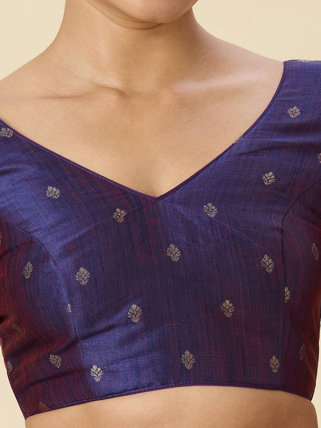 Women's Purple Two Tone Brocade Readymade Saree Blouse (Design 2962)