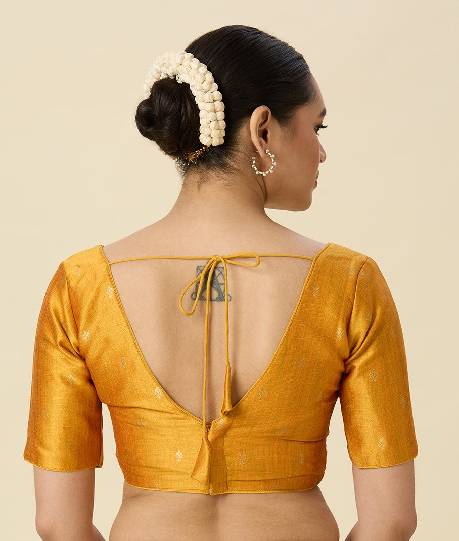 Women's Yellow Two Tone Brocade Readymade Saree Blouse (Design 2962)
