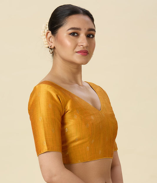 Women's Yellow Two Tone Brocade Readymade Saree Blouse (Design 2962)