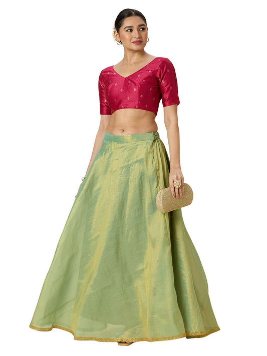 Women's Shimmer Silk Skirt Lehenga With 4 Meters Flare (2972 - Sky Blue)