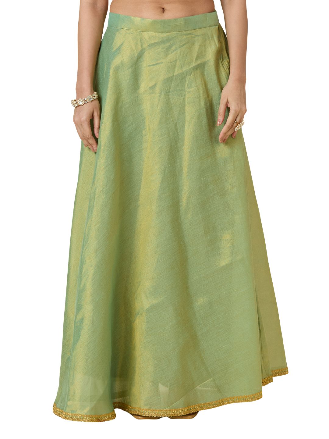 Women's Shimmer Silk Skirt Lehenga With 4 Meters Flare (2972 - Sky Blue)