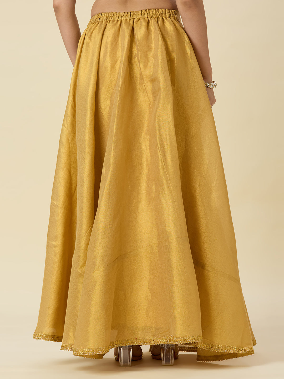 Women's Shimmer Silk Skirt Lehenga With 4 Meters Flare (2972 - Gold)