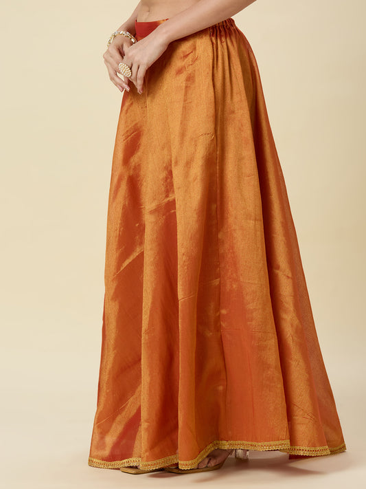 Women's Shimmer Silk Skirt Lehenga With 4 Meters Flare (2972 - Maroon)