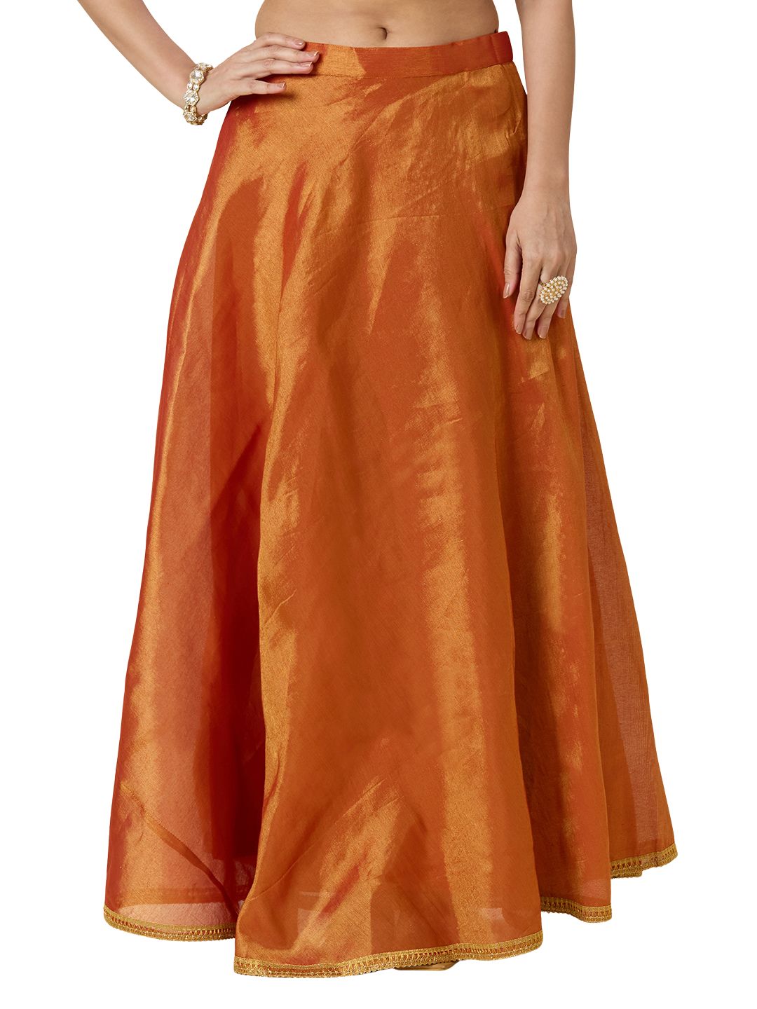 Women's Shimmer Silk Skirt Lehenga With 4 Meters Flare (2972 - Maroon)