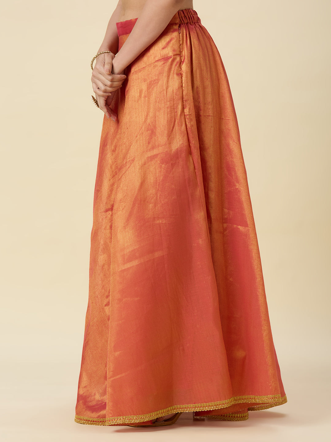 Women's Shimmer Silk Skirt Lehenga With 4 Meters Flare (2972 - Pink)