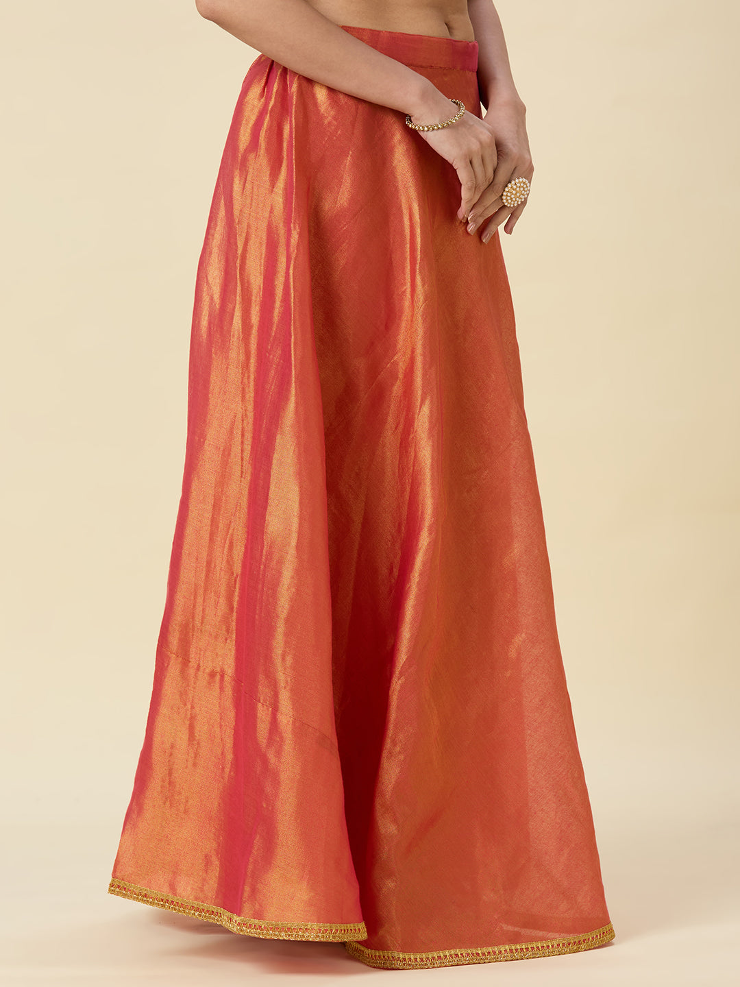 Women's Shimmer Silk Skirt Lehenga With 4 Meters Flare (2972 - Pink)