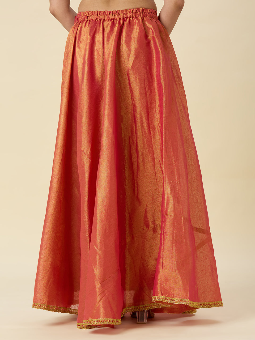 Women's Shimmer Silk Skirt Lehenga With 4 Meters Flare (2972 - Pink)