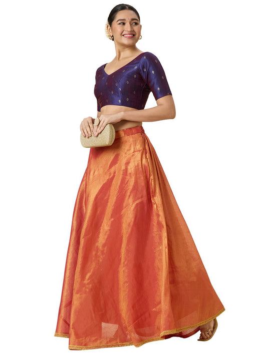 Women's Shimmer Silk Skirt Lehenga With 4 Meters Flare (2972 - Pink)