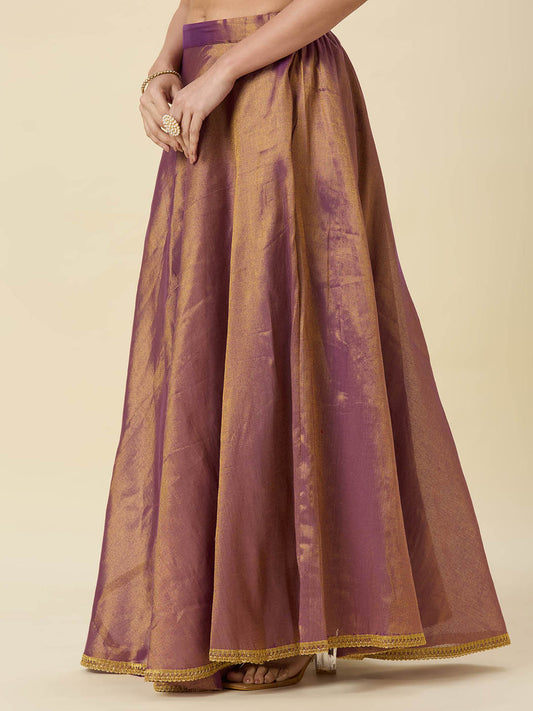 Women's Shimmer Silk Skirt Lehenga With 4 Meters Flare (2972 - Purple)