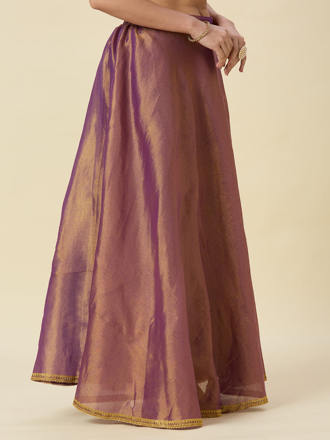 Women's Shimmer Silk Skirt Lehenga With 4 Meters Flare (2972 - Purple)