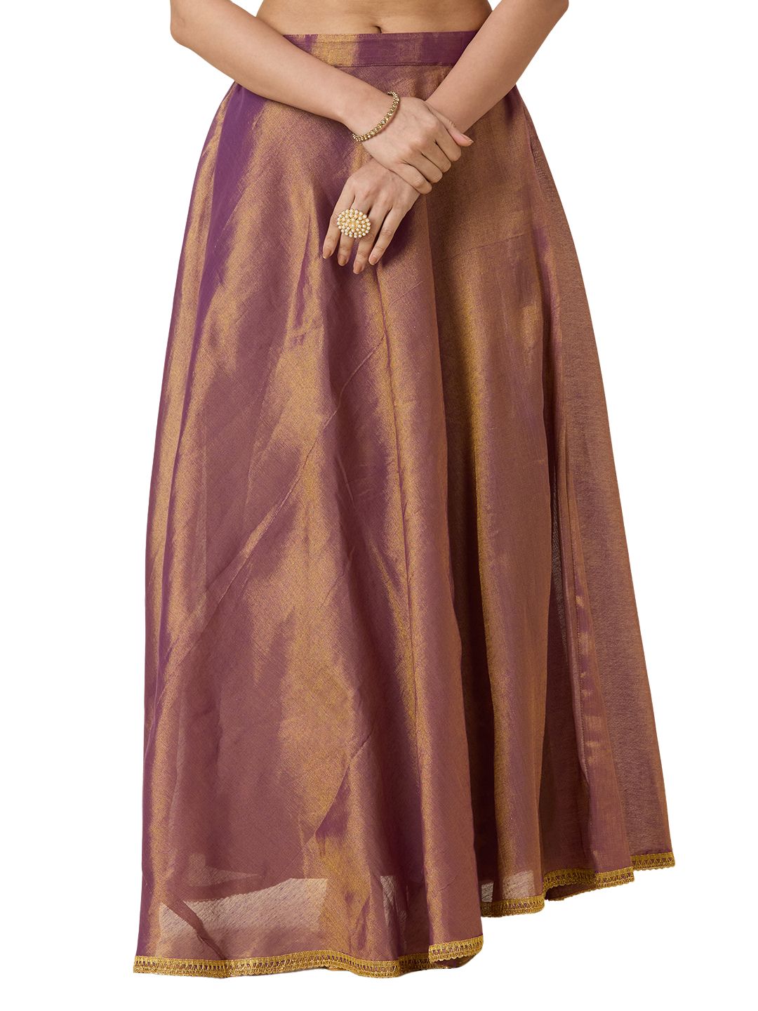 Women's Shimmer Silk Skirt Lehenga With 4 Meters Flare (2972 - Purple)