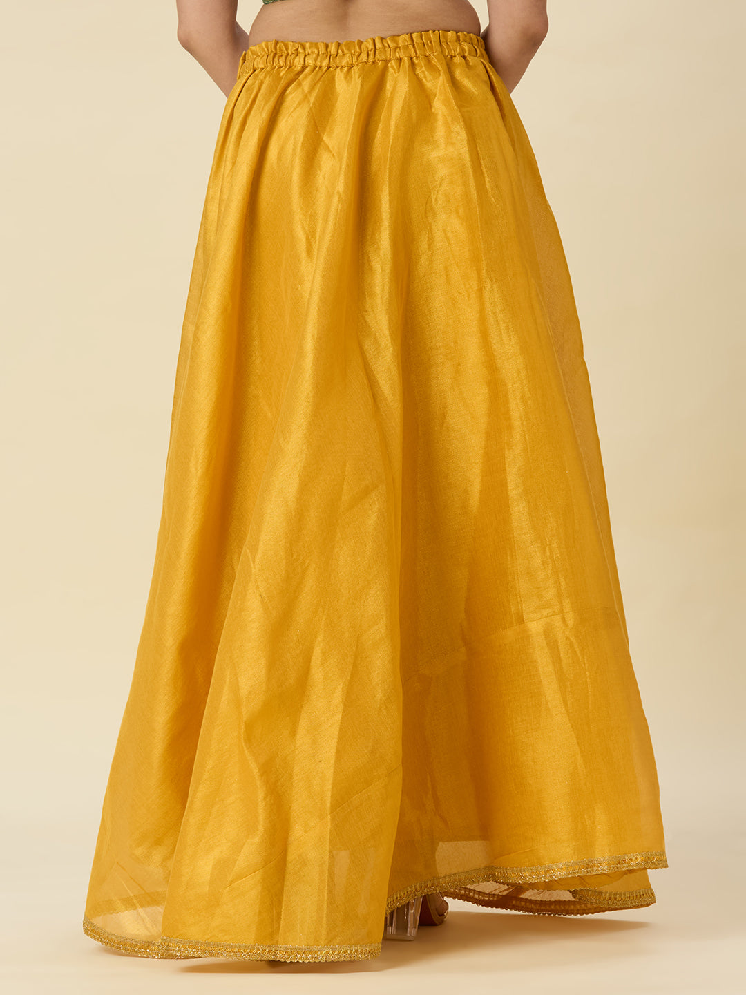 Women's Shimmer Silk Skirt Lehenga With 4 Meters Flare (2972 - Yellow)