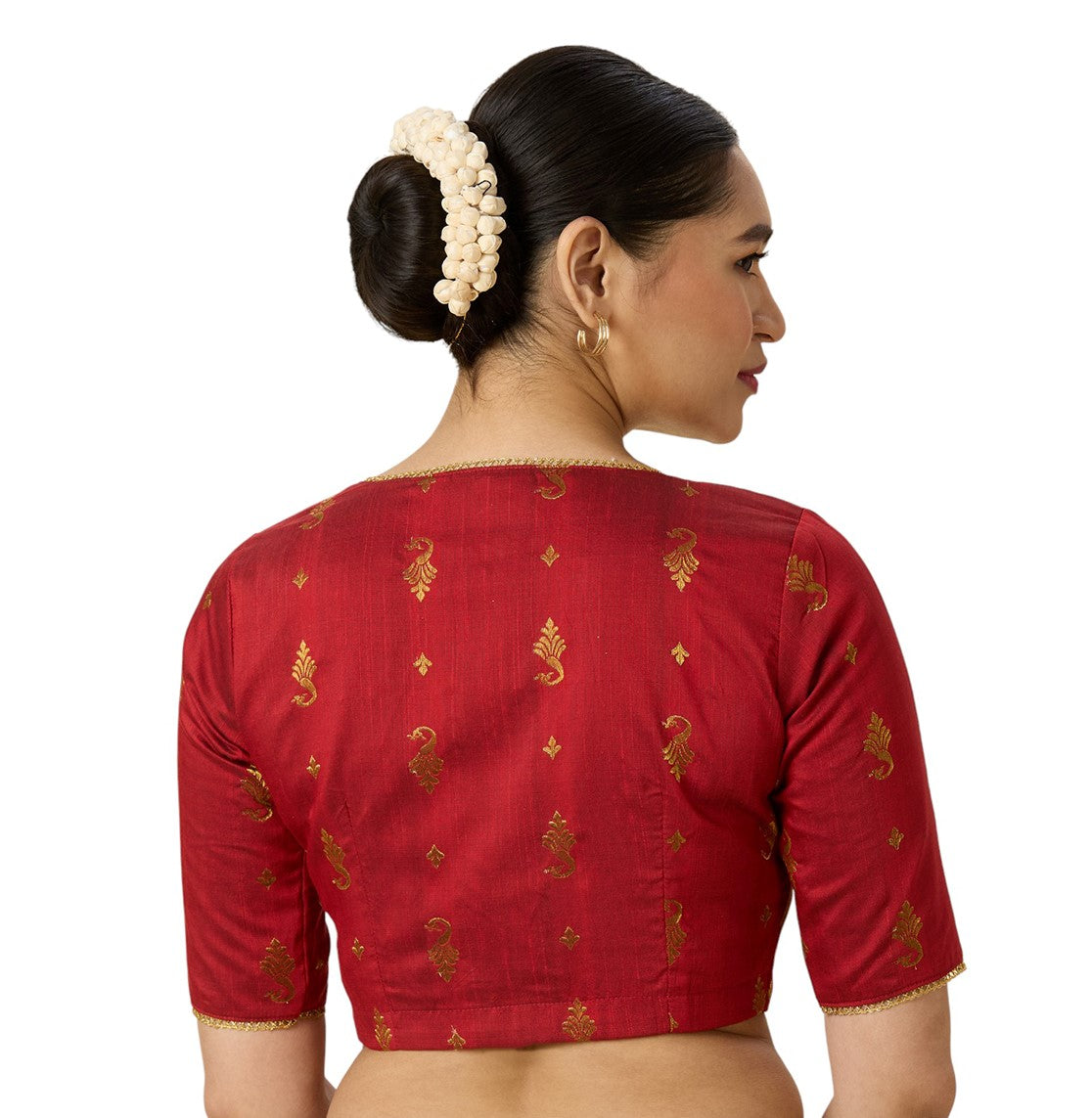 Women's Maroon Handloom Cotton Silk Readymade Saree Blouse (Design 2974)