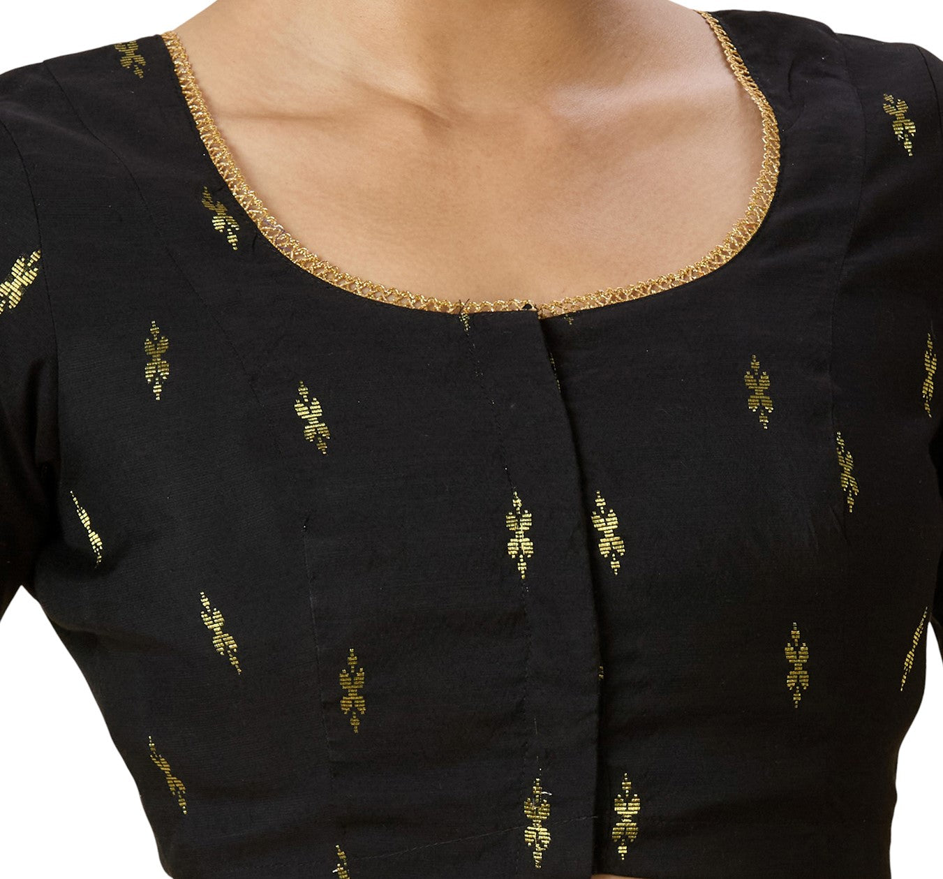 Women's Black Handloom Cotton Silk Readymade Saree Blouse (Design 2975)