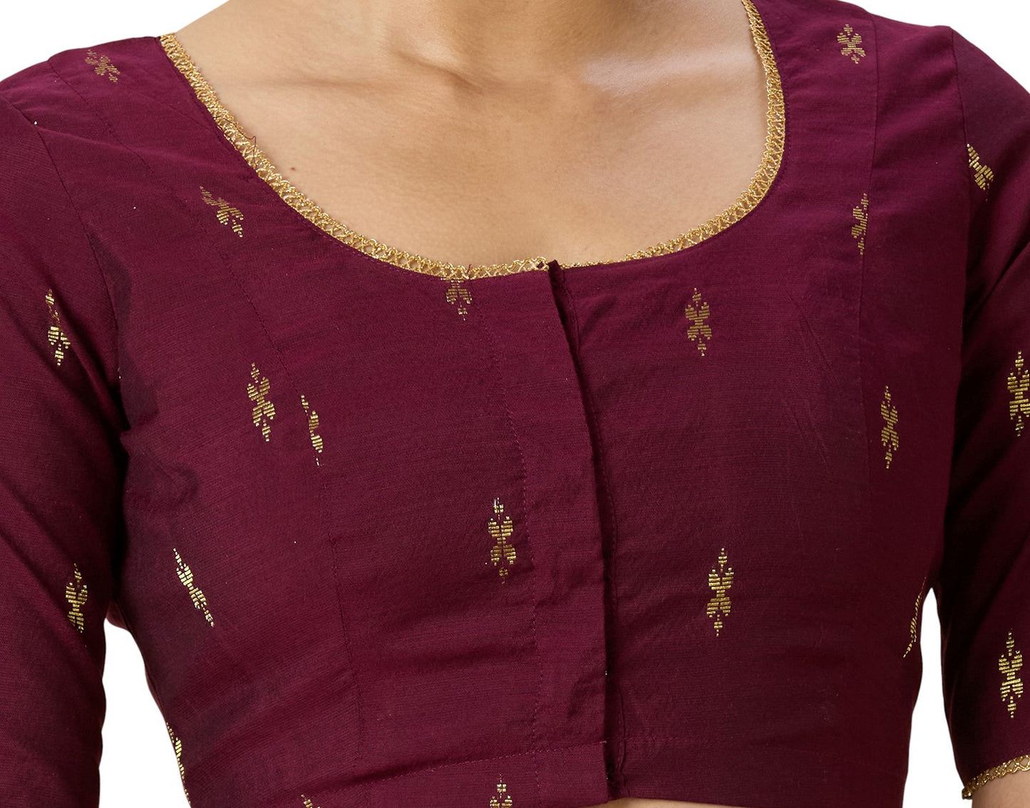 Women's Wine Handloom Cotton Silk Readymade Saree Blouse (Design 2975)