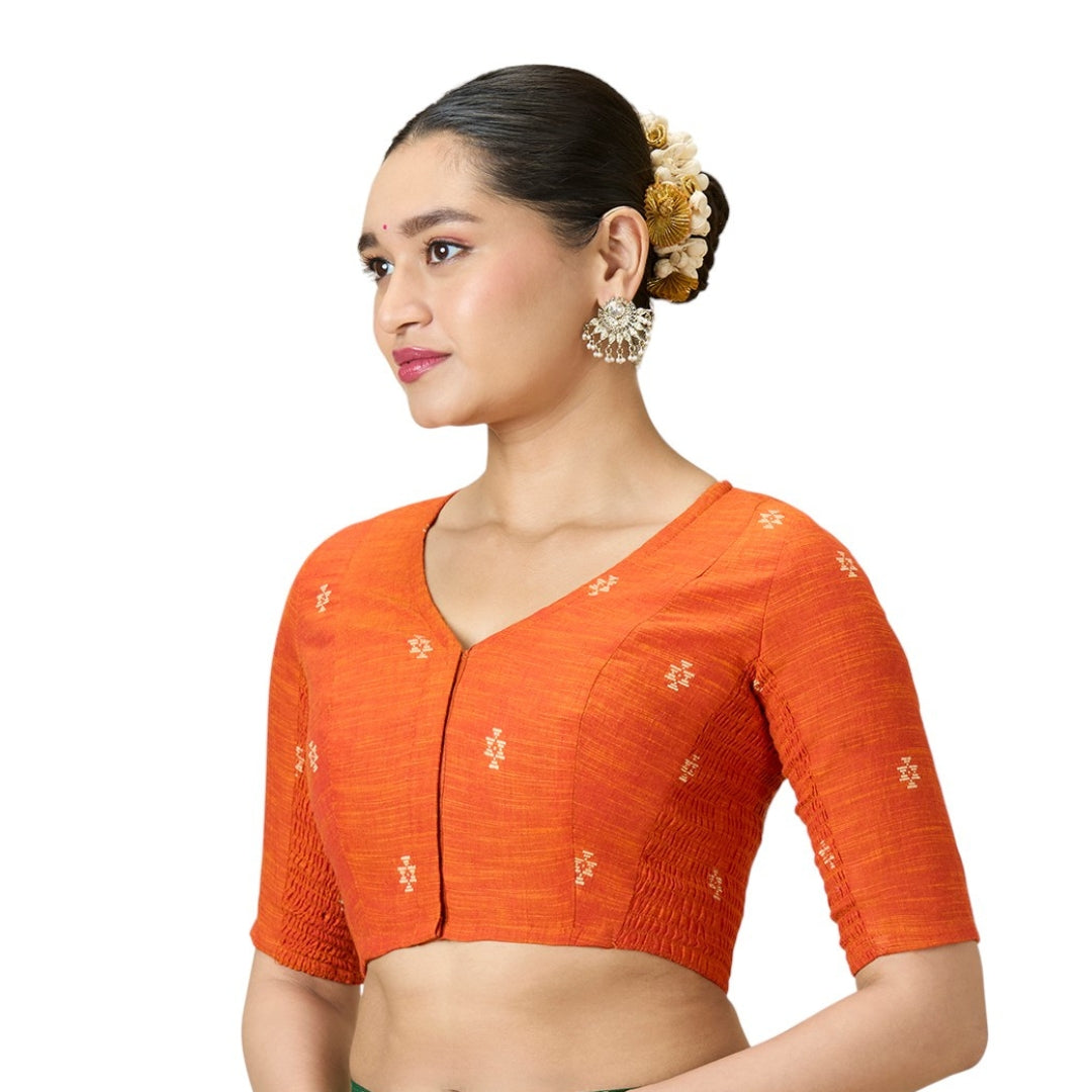 Studio Shringaar Women's Orange Readymade Blouse (Design 2979)