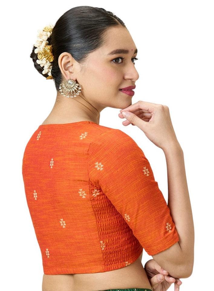 Studio Shringaar Women's Orange Readymade Blouse (Design 2979)