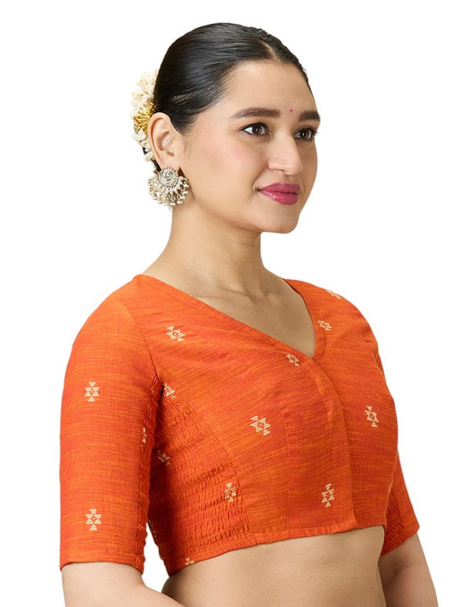 Studio Shringaar Women's Orange Readymade Blouse (Design 2979)