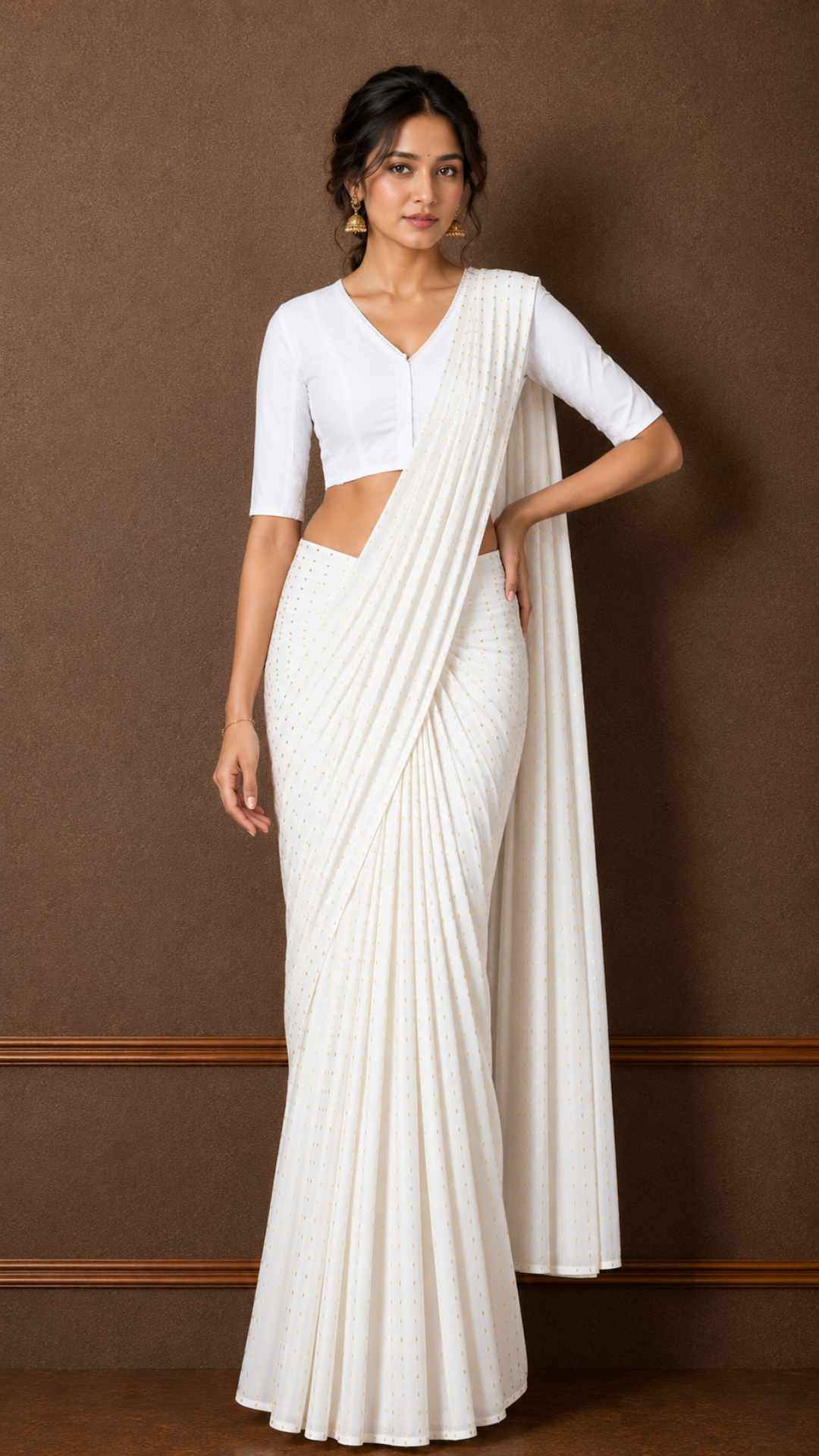 Studio Shringaar Women's White Rayon Side Stretch ( Smocked ) Readymade Summer Saree Blouse (Design 2994)