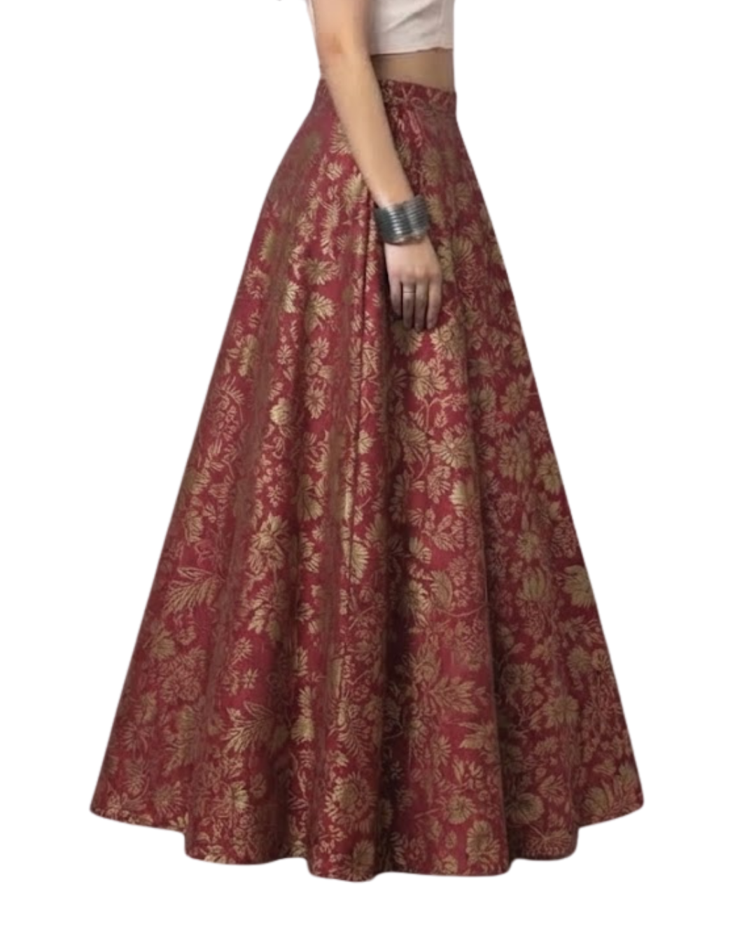 Studio Shringaar Women's Readymade Maroon Skirt Lehenga (Design 1037)