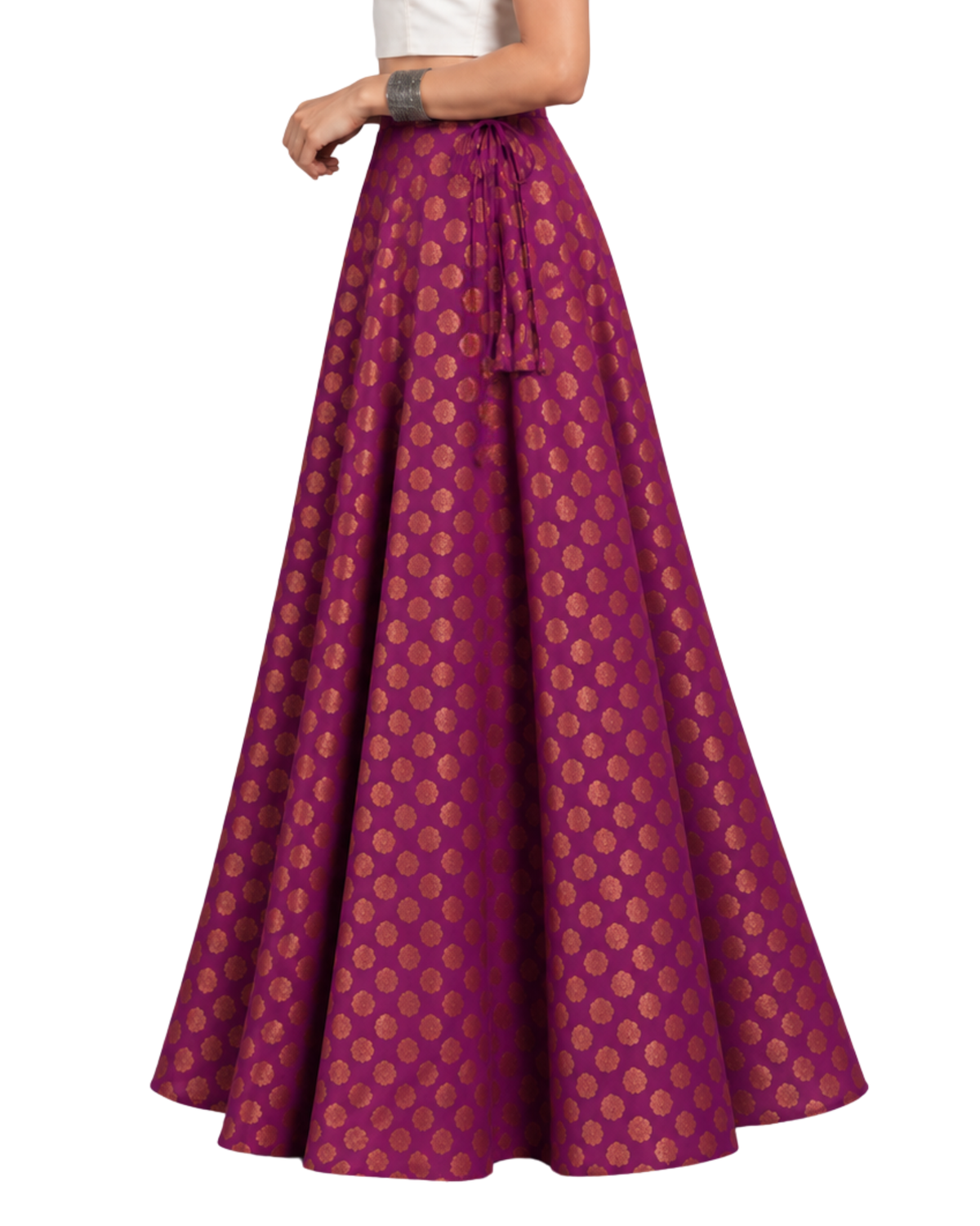 Studio Shringaar Women's Readymade Wine Skirt Lehenga (Design 1052)