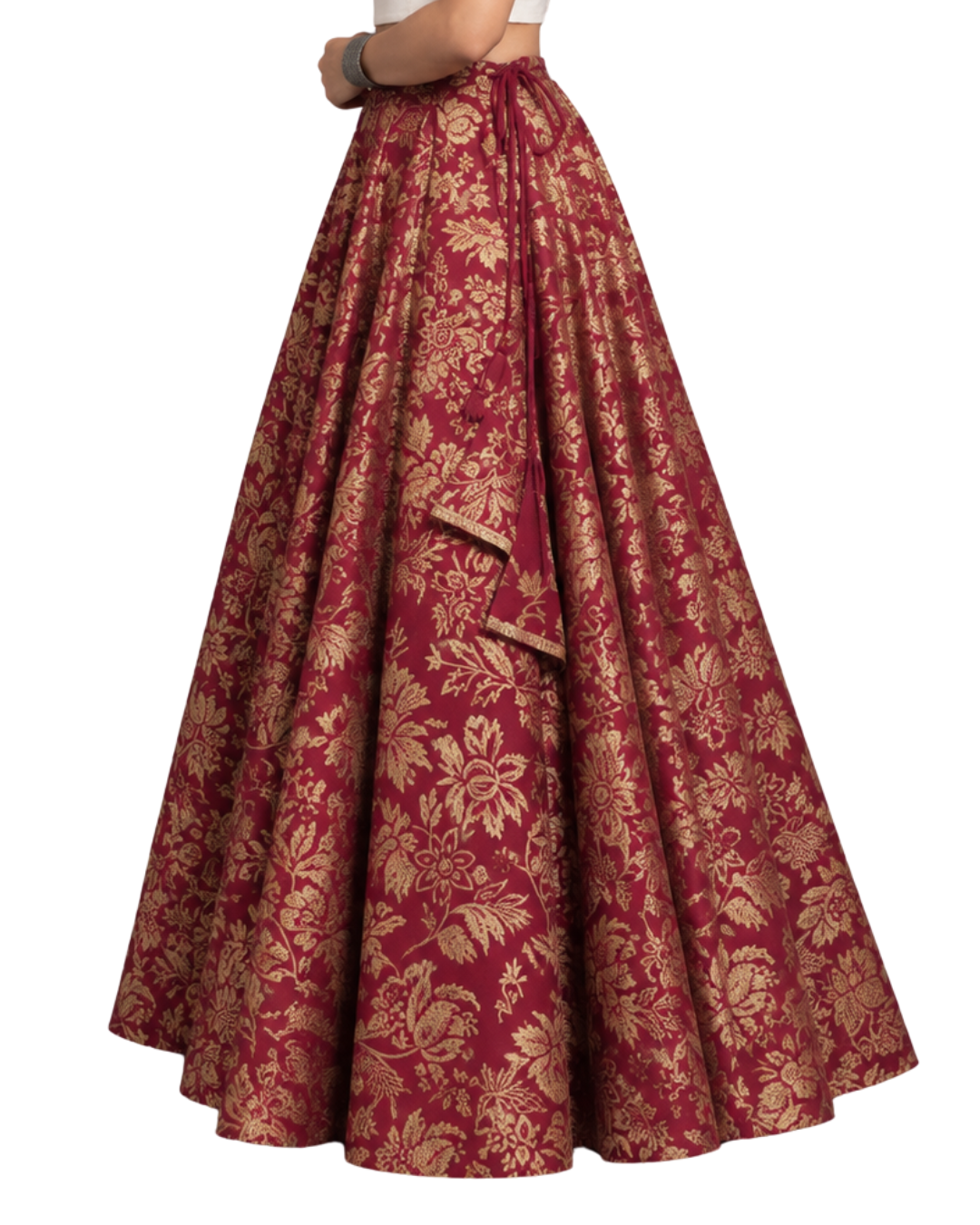 Studio Shringaar Women's Readymade Maroon Skirt Lehenga (Design 1037)