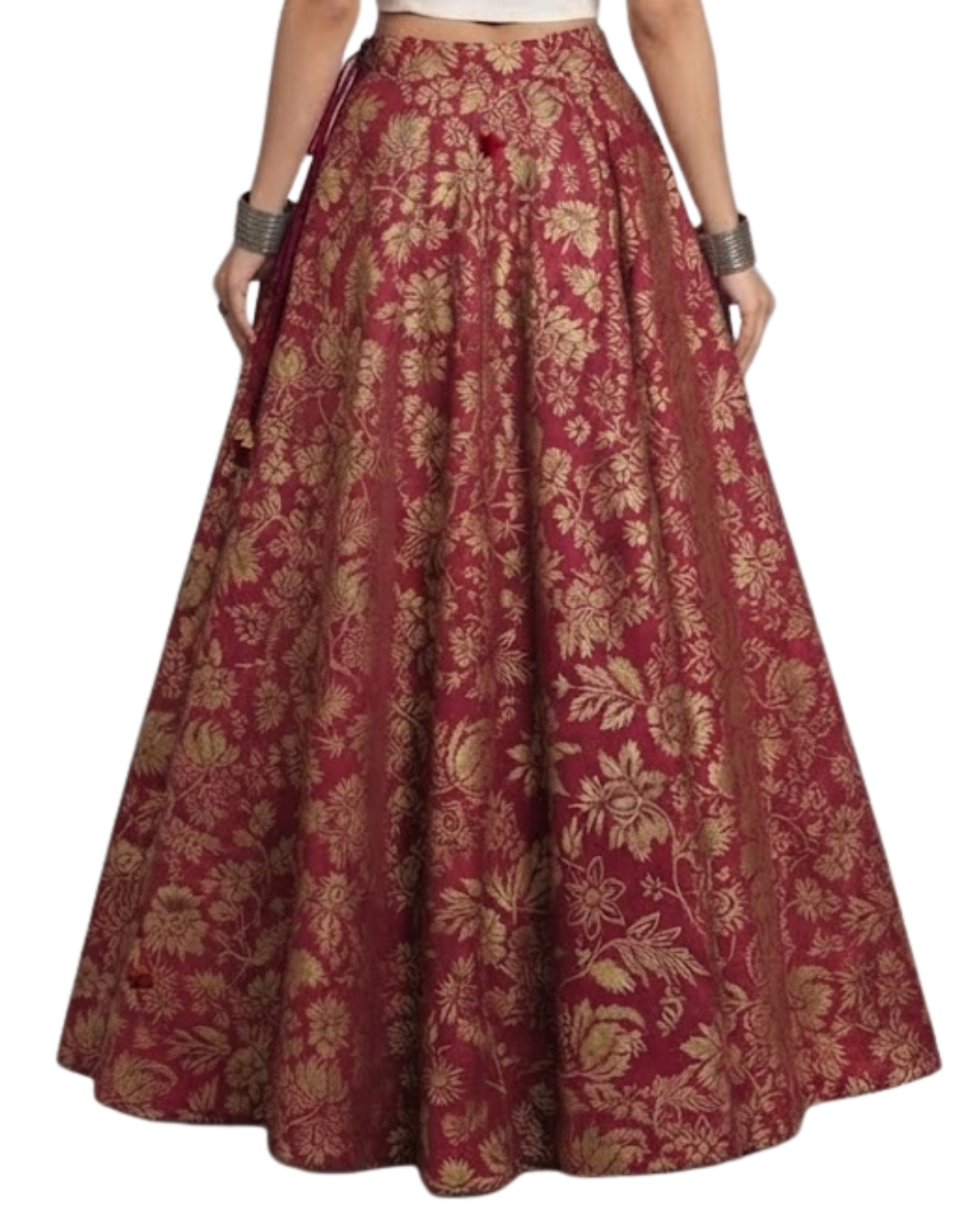 Studio Shringaar Women's Readymade Maroon Skirt Lehenga (Design 1037)