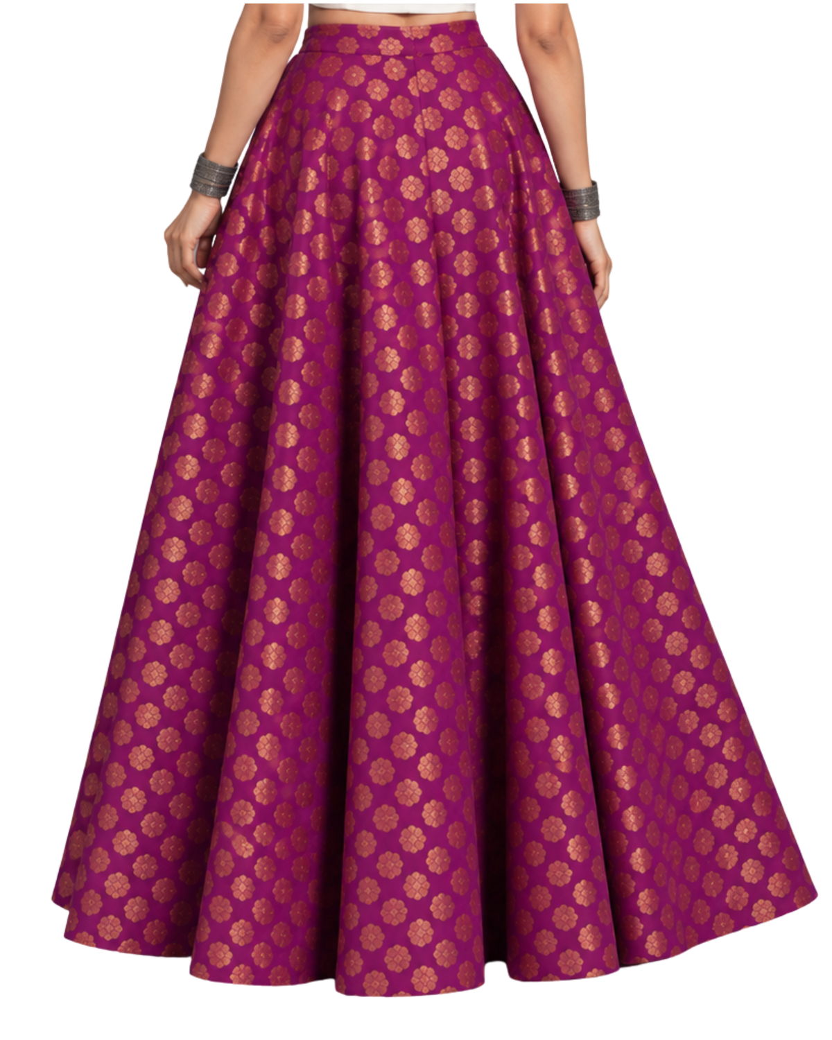 Studio Shringaar Women's Readymade Wine Skirt Lehenga (Design 1052)