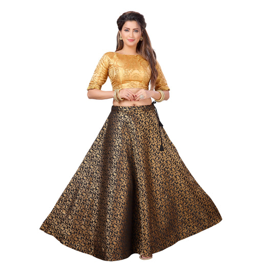 Women's Black Benaras Brocade Skirt (Design 602)