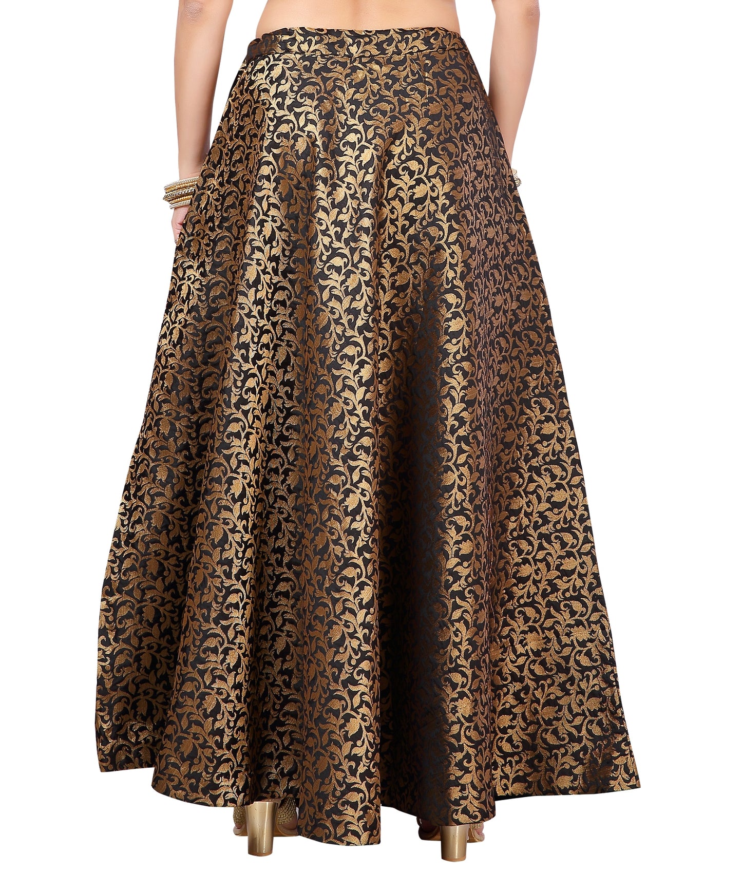 Women's Black Benaras Brocade Skirt (Design 602)