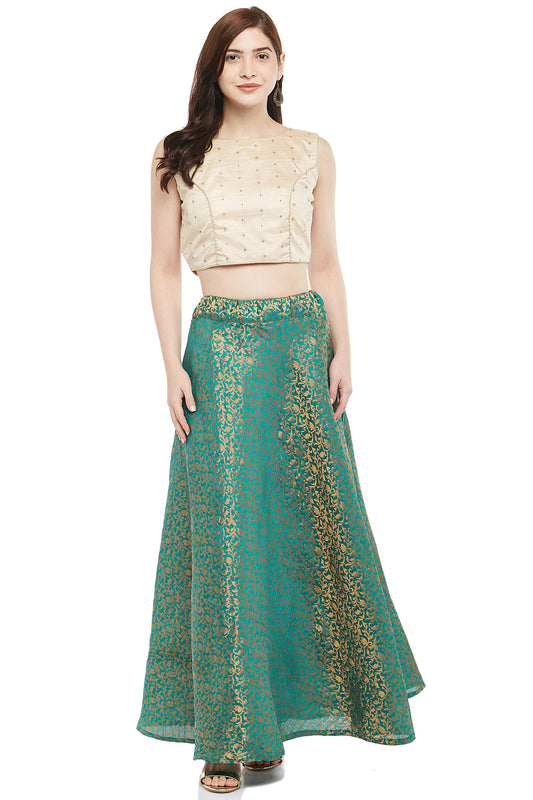 Women's Firozi Benaras Brocade Skirt (Design 602)