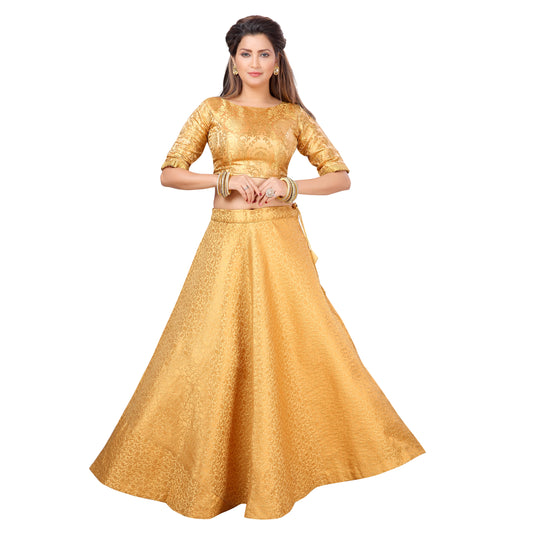 Women's Gold Benaras Brocade Skirt (Design 602)